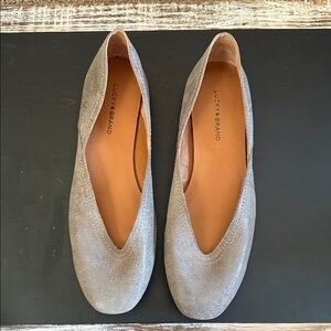 Lucky Brand Gray Square Toe Alba Flats. New